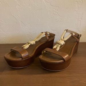 Michael Kors leather platform rope sandal.